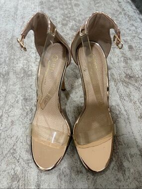 Clear Strap Nude Heeled Sandals
